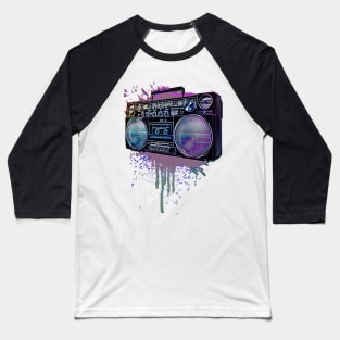 80s Boom Box Splat Baseball T-Shirt